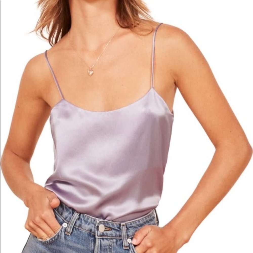 Reformation Gigi Silk Cami Lilac S